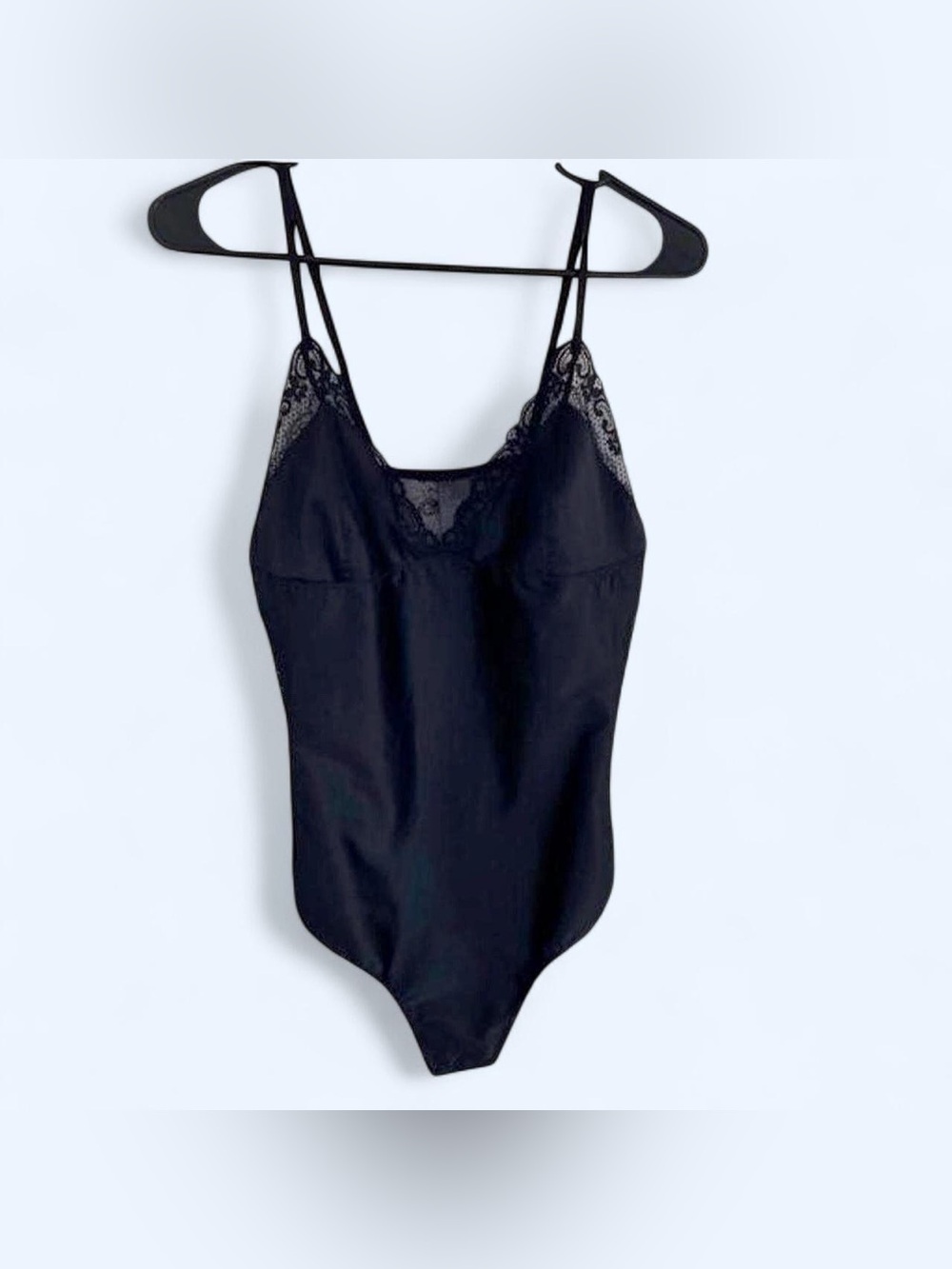 Topshop Black Lace Satin Bodysuit Size 10